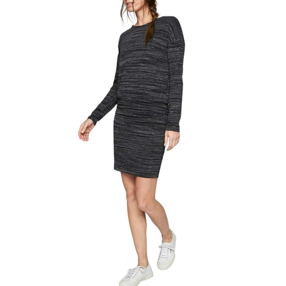 Athleta Gray Draped Long Sleeve Dress W/ Draped Neckline, Size Medium - Picture 1 of 10